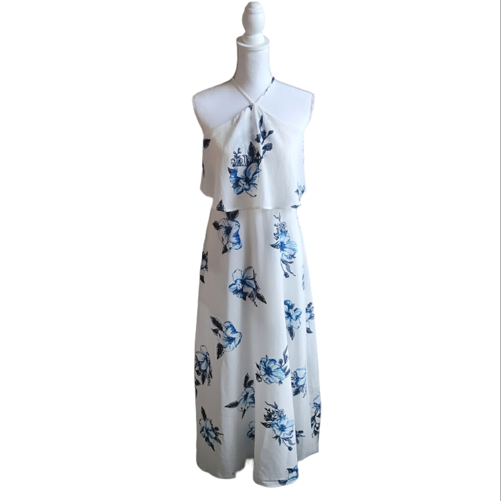 onetheland▪️Blue Flower Print Maxi Dress